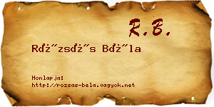 Rózsás Béla névjegykártya